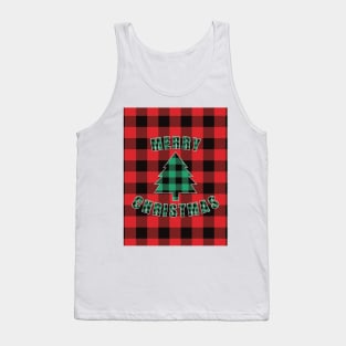 Merry Christmas Buffalo Plaids Christmas Tree Tank Top